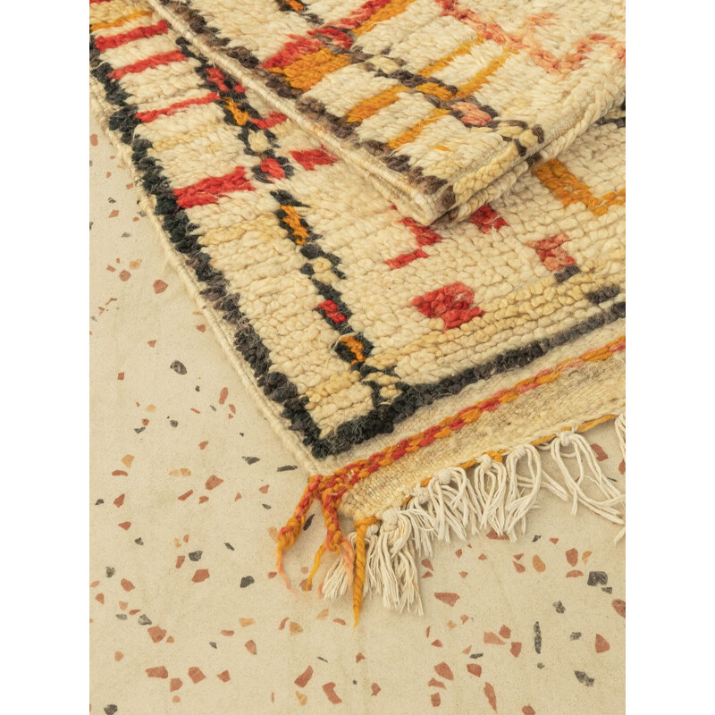 Vintage Azilal Berber tapijt in wol, Marokko 1980