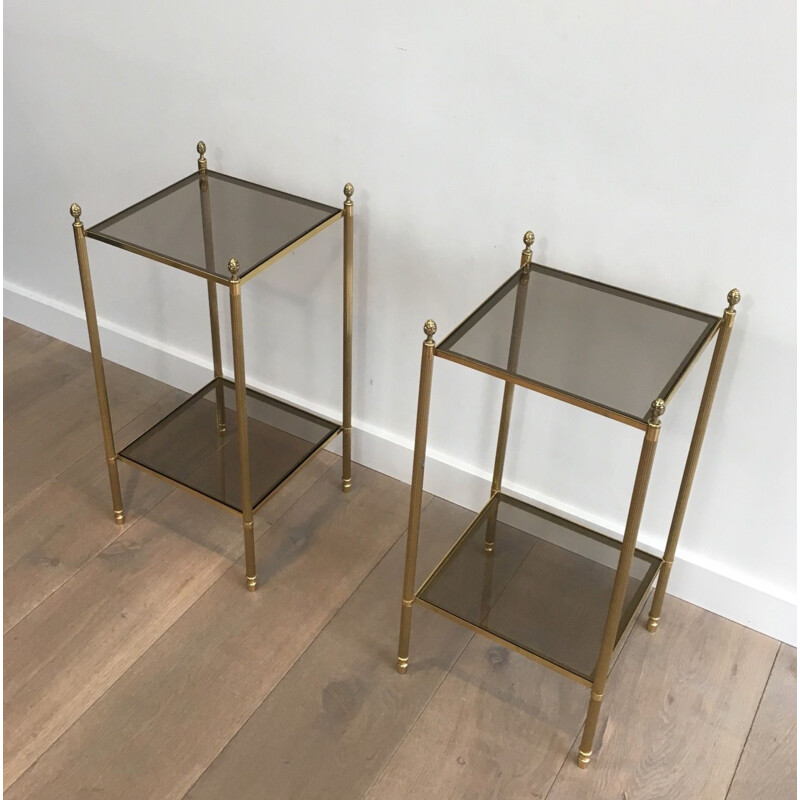 Pair of vintage brass side tables for the House of Jansen, France 1940