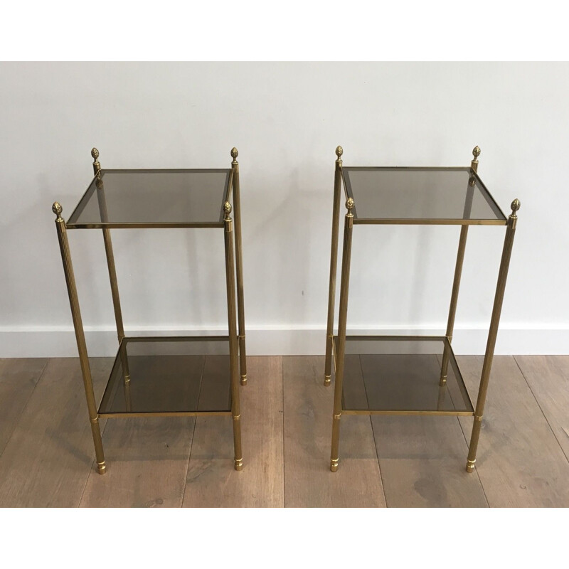 Pair of vintage brass side tables for the House of Jansen, France 1940