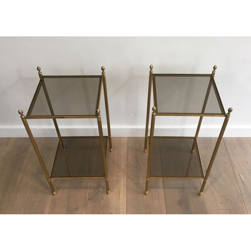 Pair of vintage brass side tables for the House of Jansen, France 1940