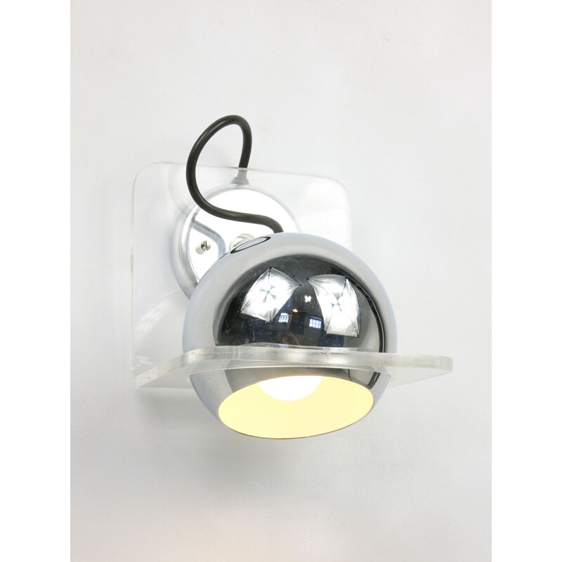 Vintage Italiaanse chromen wandlamp Eyeball