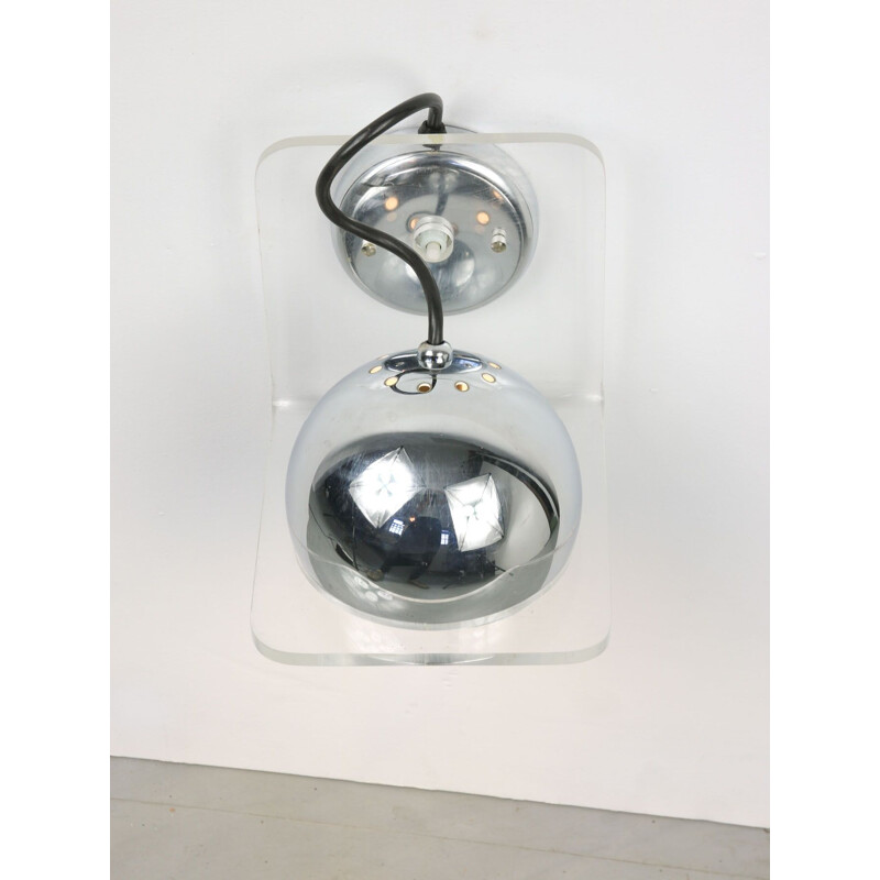 Vintage Italiaanse chromen wandlamp Eyeball