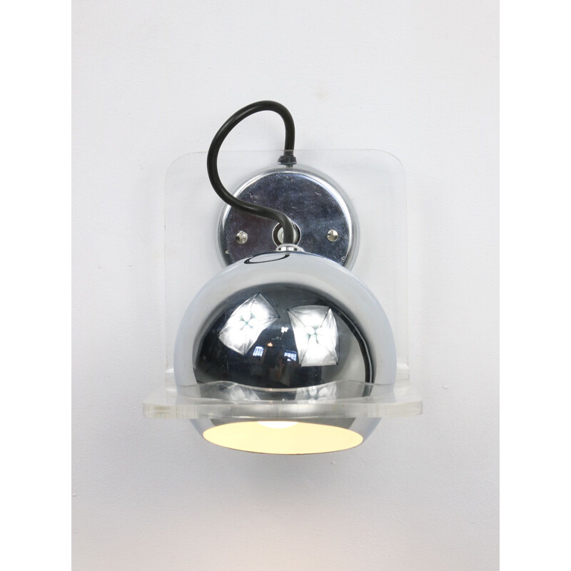 Vintage Italiaanse chromen wandlamp Eyeball