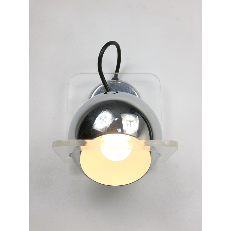 Vintage Italiaanse chromen wandlamp Eyeball