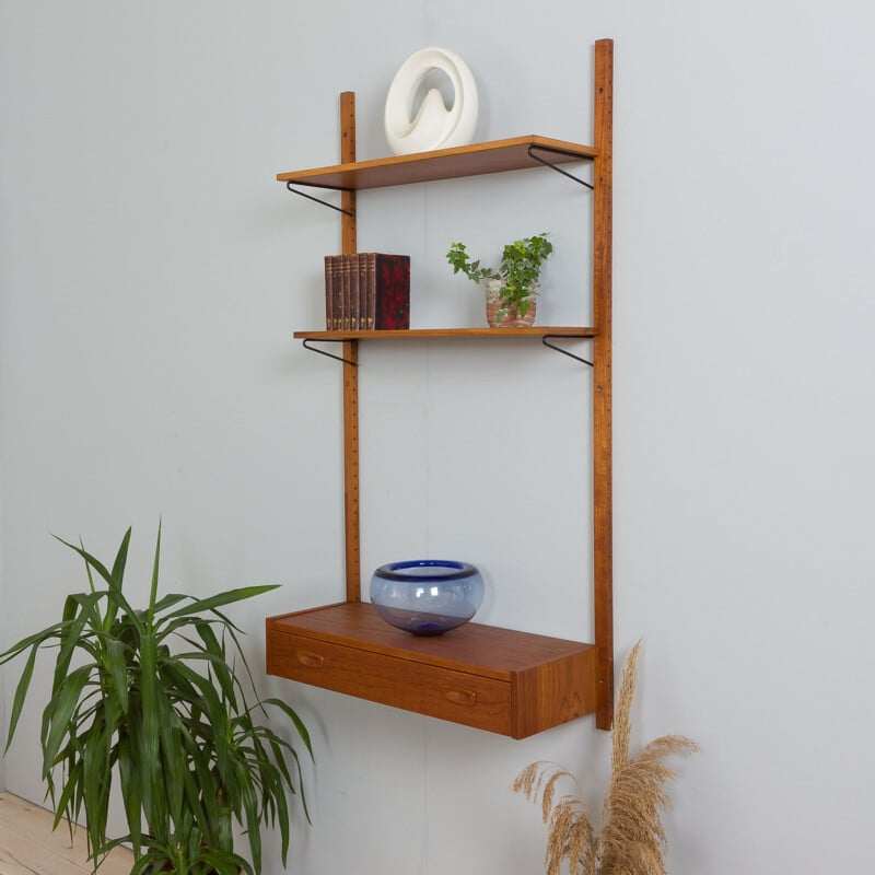 Vintage teak wall unit by Poul Cadovius and Preben Sorensen, Denmark 1960