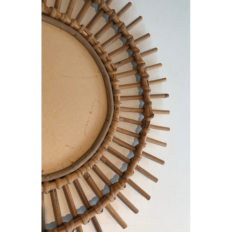 Vintage rattan mirror, 1970s