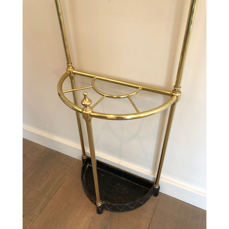 Vintage coat rack in mahogany brass and cast iron, France 1900