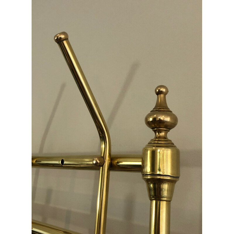 Vintage coat rack in mahogany brass and cast iron, France 1900