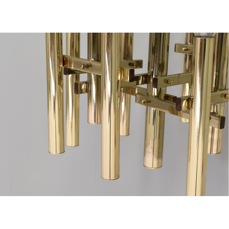 Vintage brass pendant lamp by Gaetano Sciolari, Italy 1970s