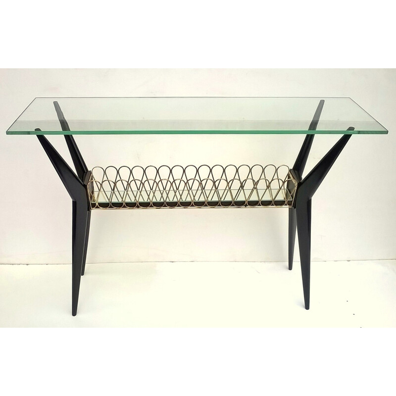 Italian mahogany and glass console table - 1950s