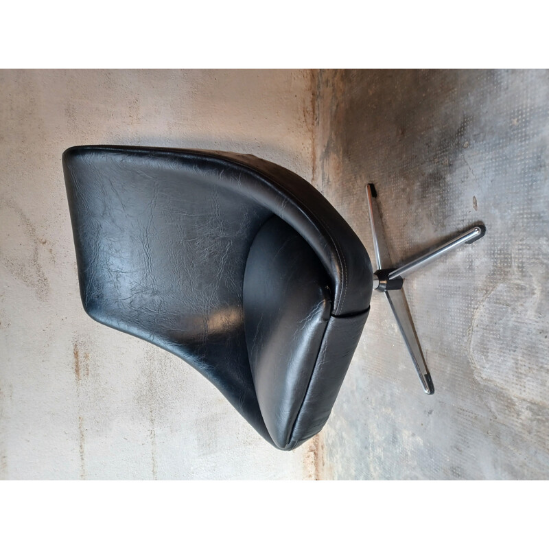 Vintage swivel chair in black, 1970s