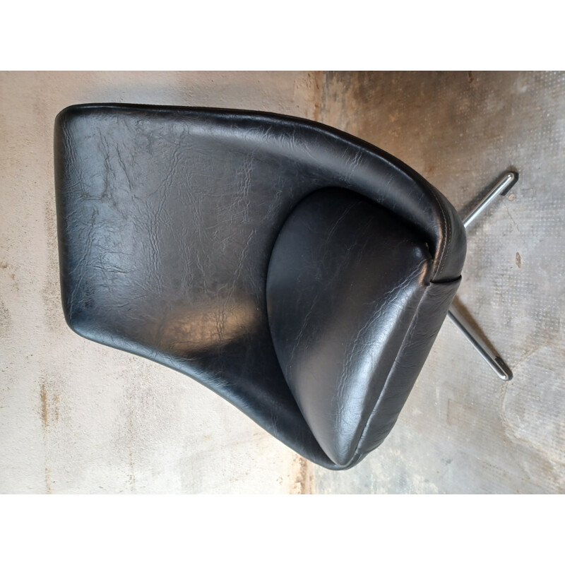 Vintage draaibare fauteuil in zwart, 1970