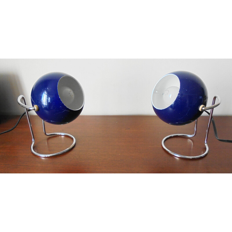 Pair of vintage Eyeball nightstand lamps, 1970s