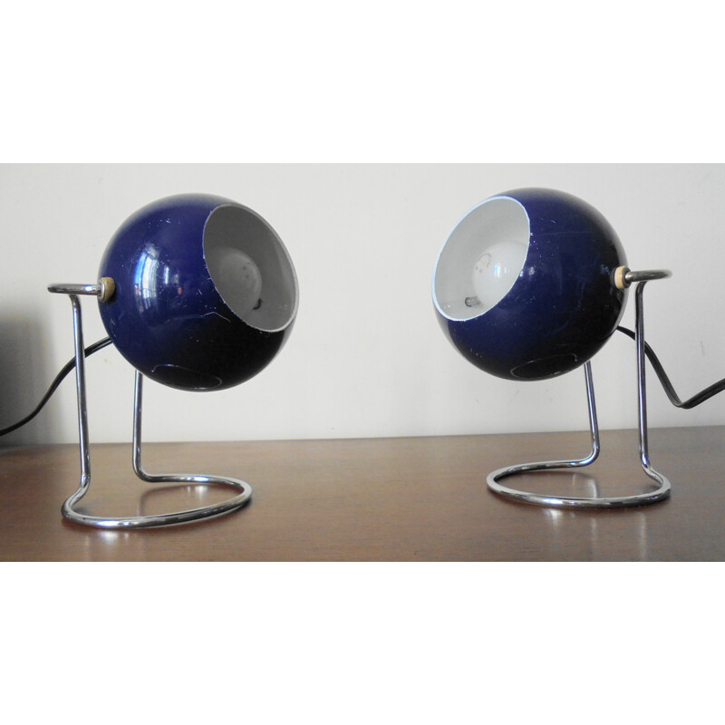 Pair of vintage Eyeball nightstand lamps, 1970s