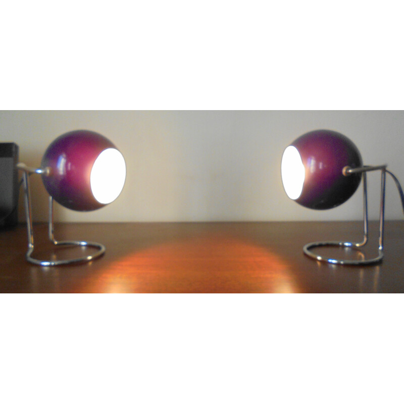 Pair of vintage Eyeball nightstand lamps, 1970s