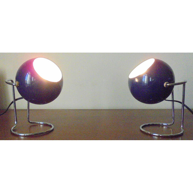 Pair of vintage Eyeball nightstand lamps, 1970s