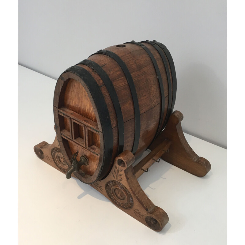 Decantador de vinho em latão Vintage barril, França 1900
