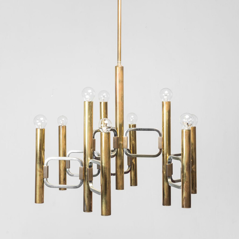 Vintage two-tone chandelier by Gaetano Sciolari, 1970s