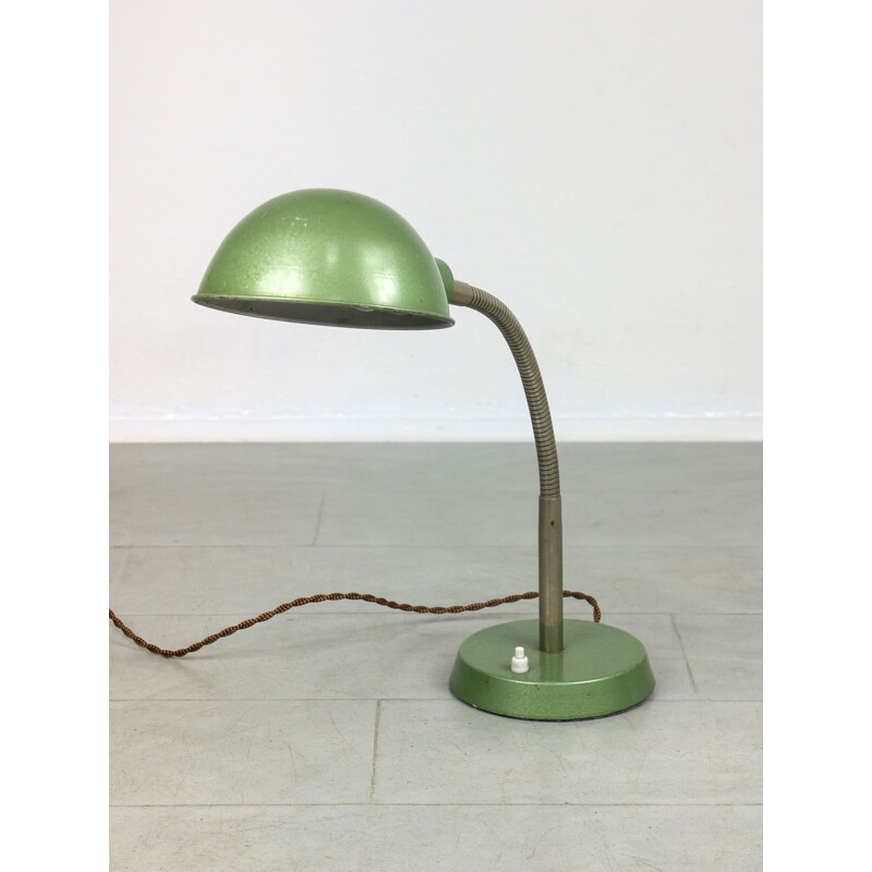 Lampe de table vintage verte à col de cygne