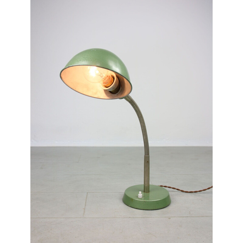 Grüne Vintage-Tischlampe mit Schwanenhals