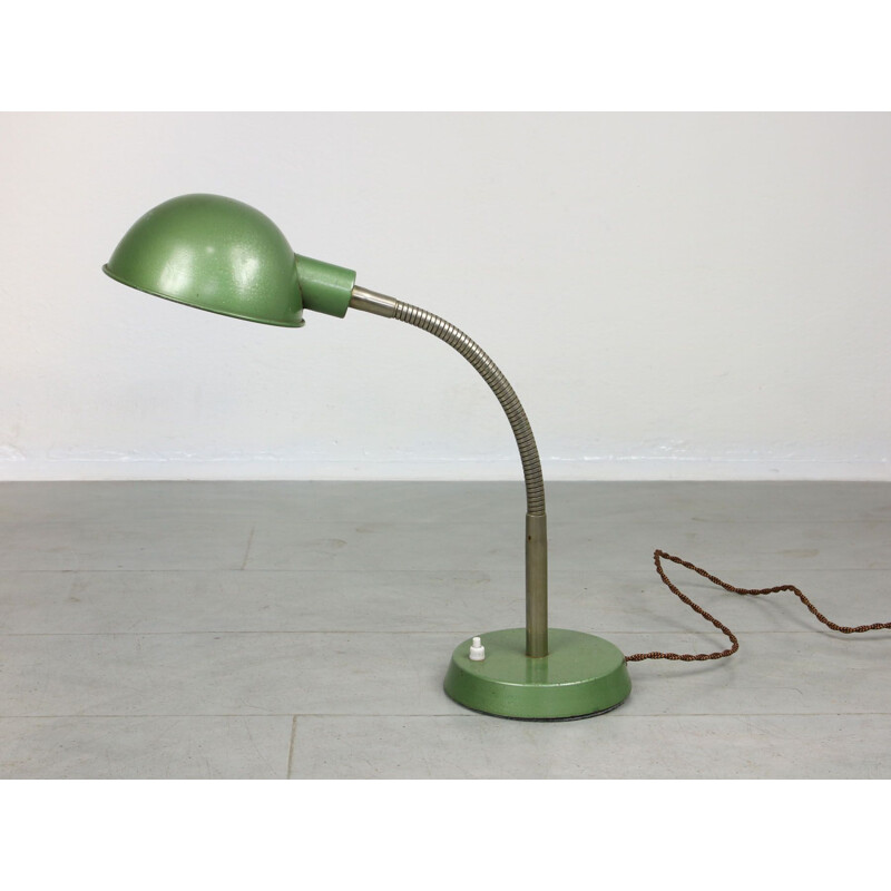 Vintage green gooseneck table lamp