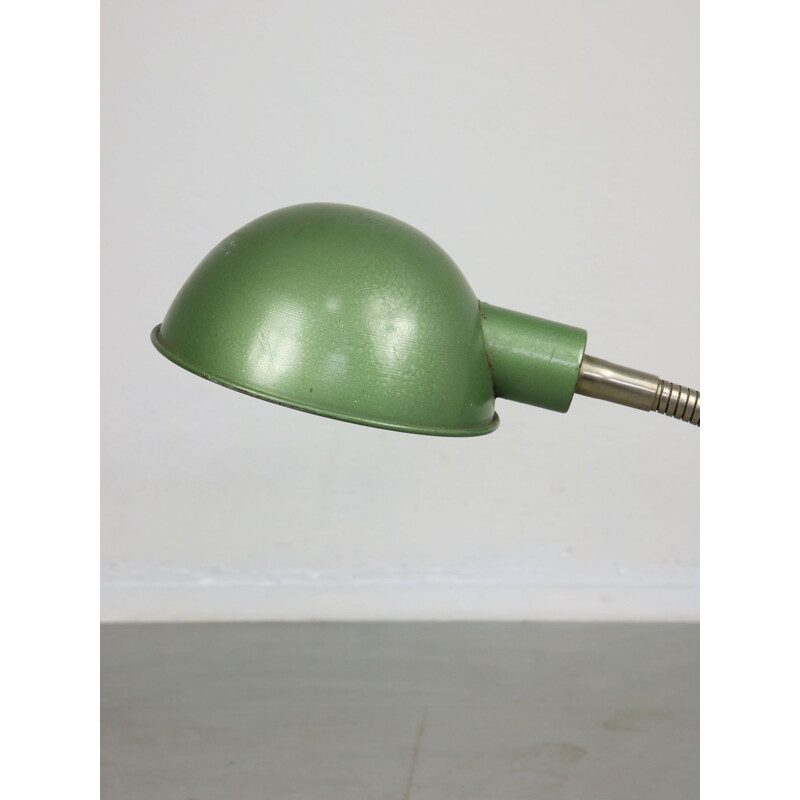 Grüne Vintage-Tischlampe mit Schwanenhals