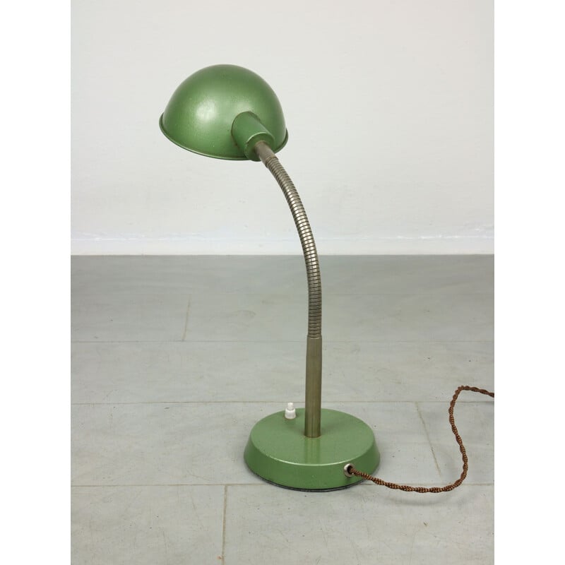 Grüne Vintage-Tischlampe mit Schwanenhals