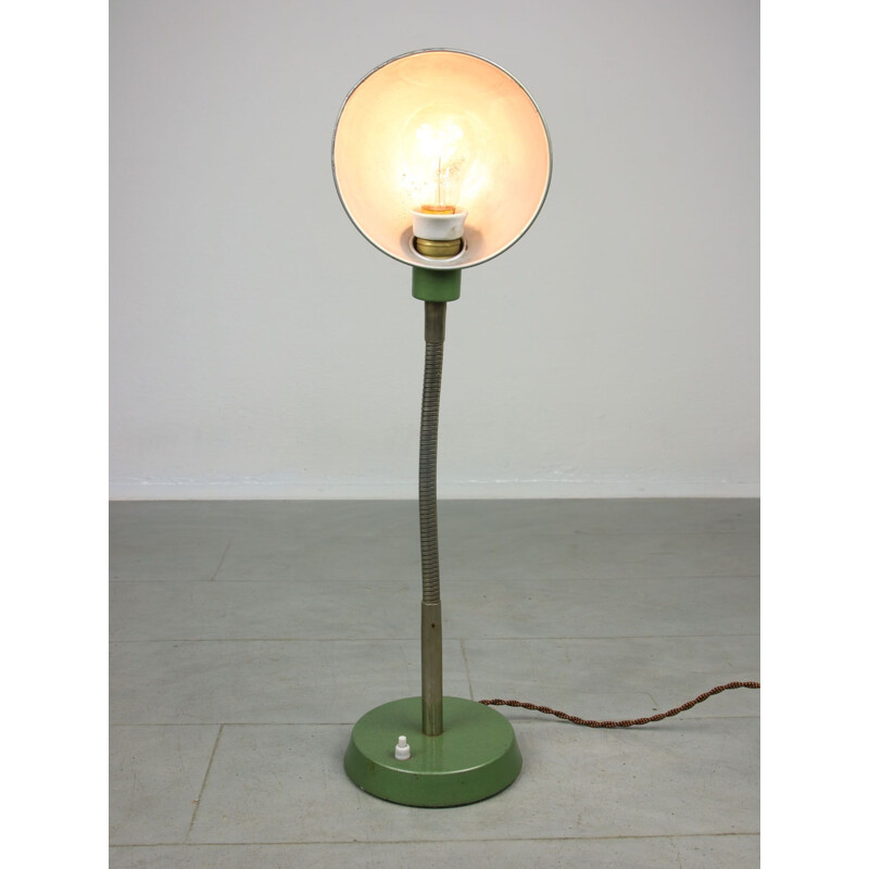 Vintage green gooseneck table lamp