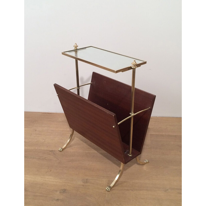 Vintage mahogany magazine rack, 1940s