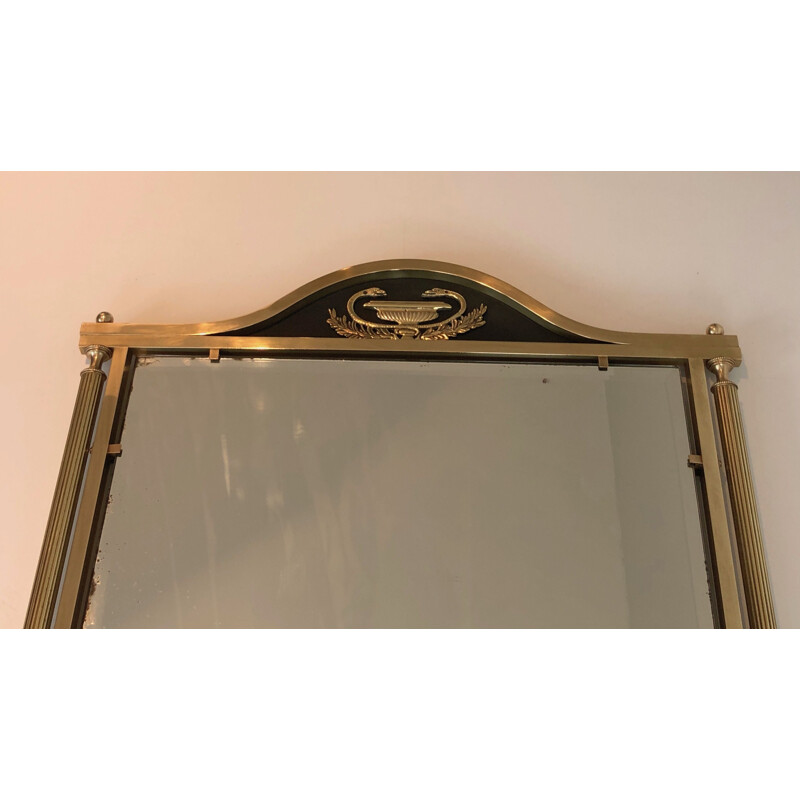 Vintage mirror in brass and lacquered sheet metal, France 1940