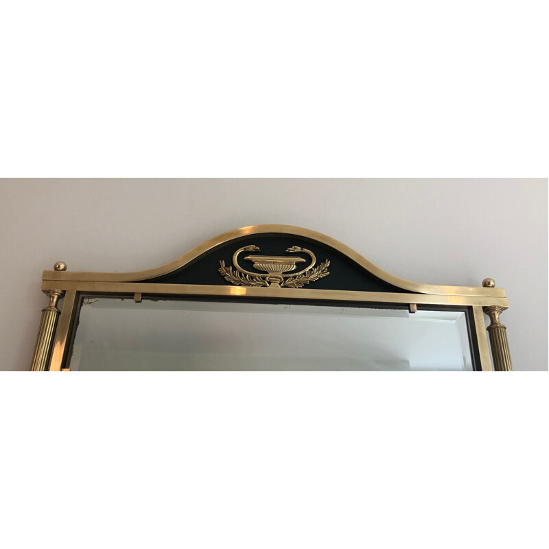 Vintage mirror in brass and lacquered sheet metal, France 1940