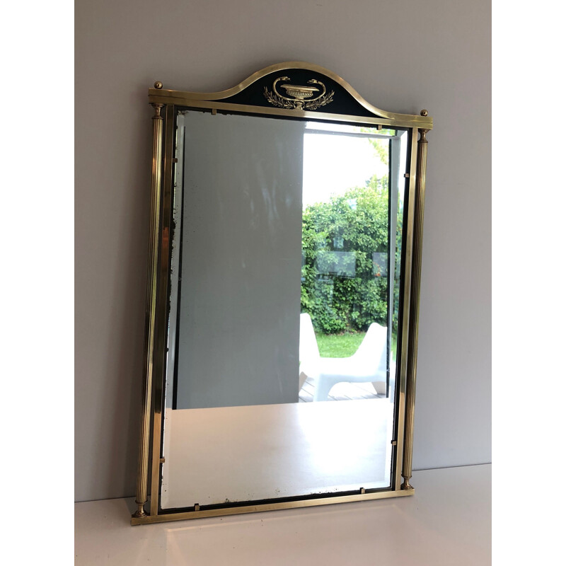 Vintage mirror in brass and lacquered sheet metal, France 1940