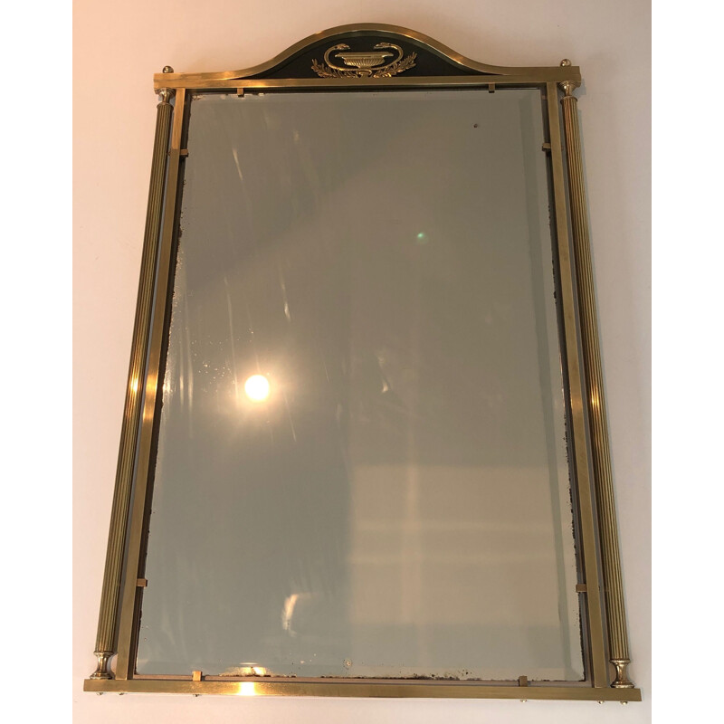 Vintage-Spiegel aus Messing und lackiertem Blech, Frankreich 1940