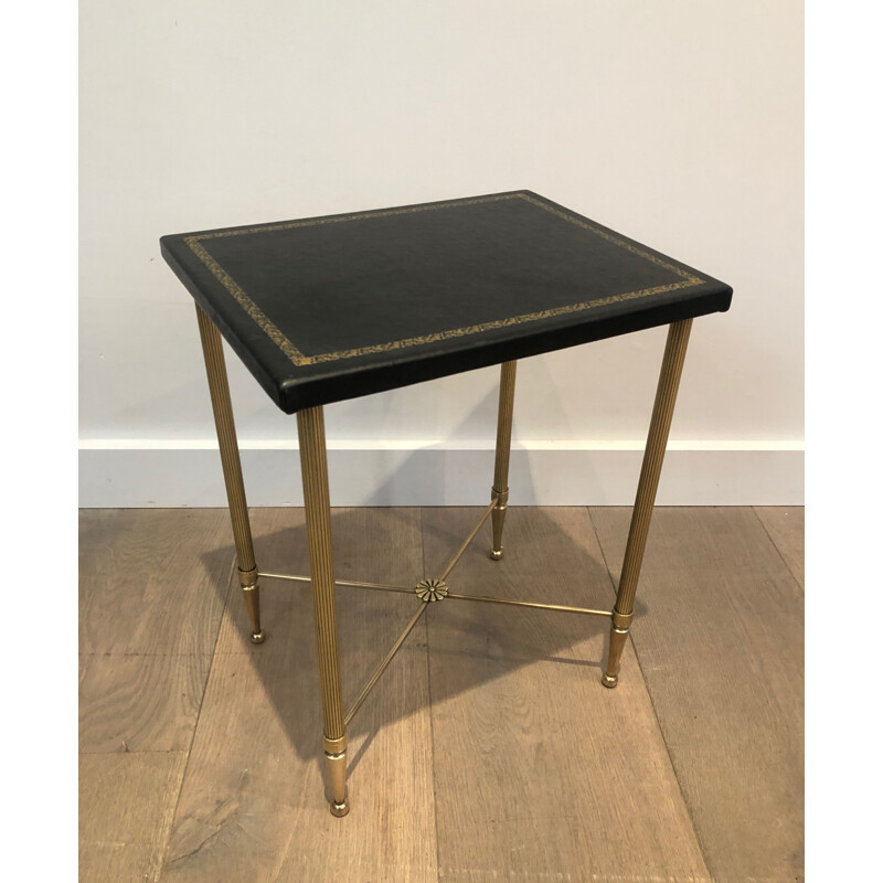 Vintage brass side table by Jansen, 1940s