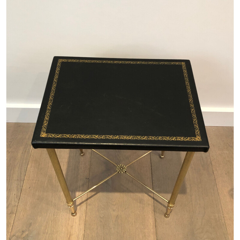 Vintage brass side table by Jansen, 1940s