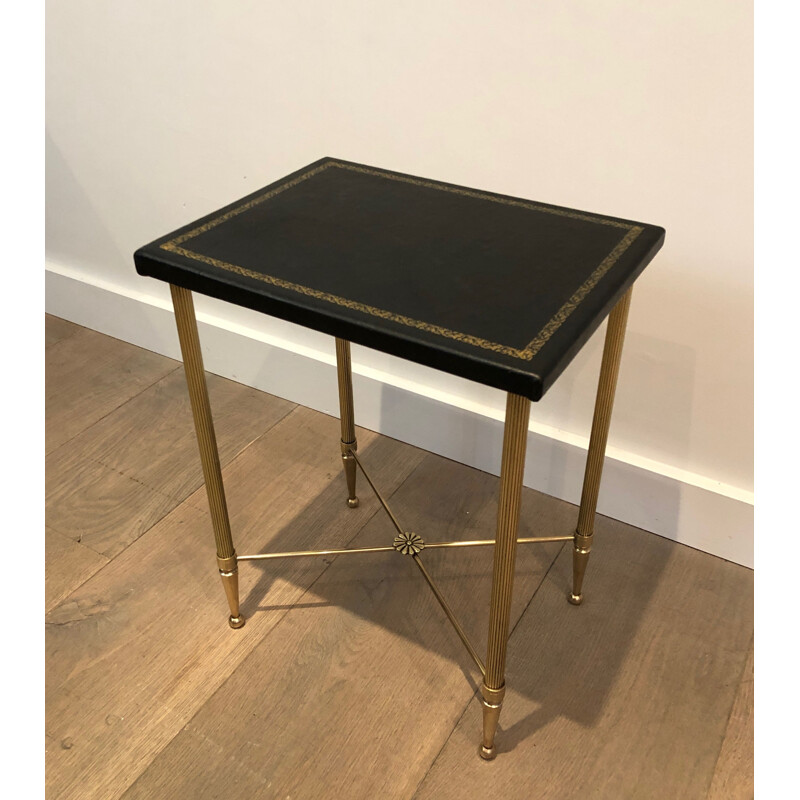 Vintage brass side table by Jansen, 1940s