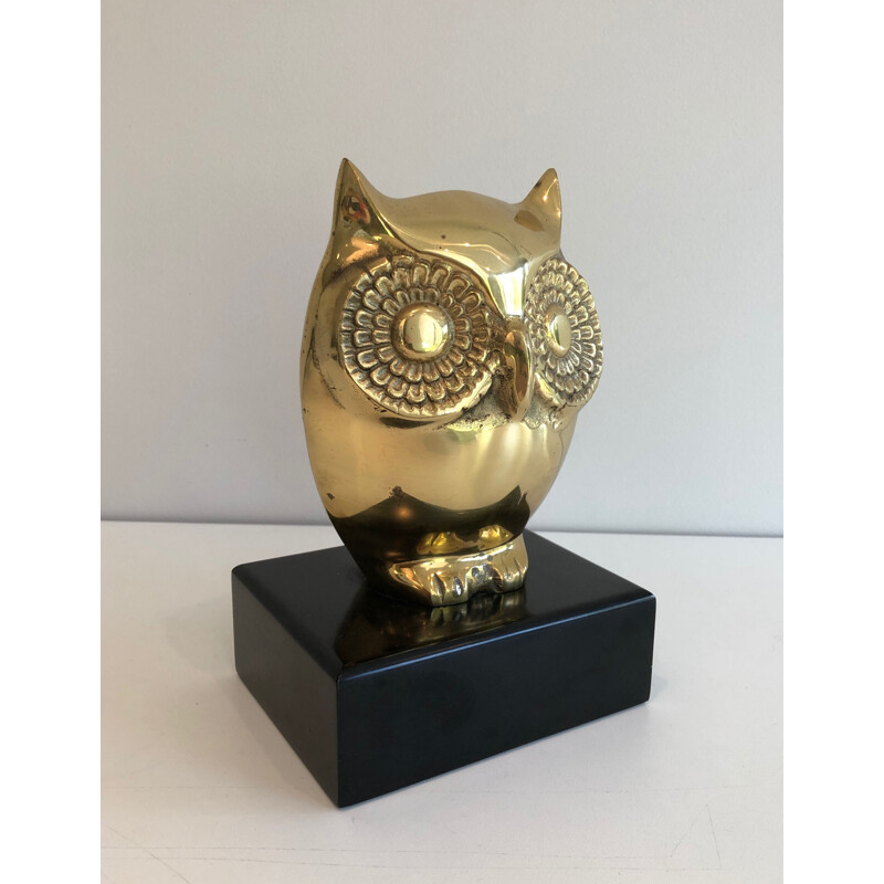 Vintage brass owl, 1970s