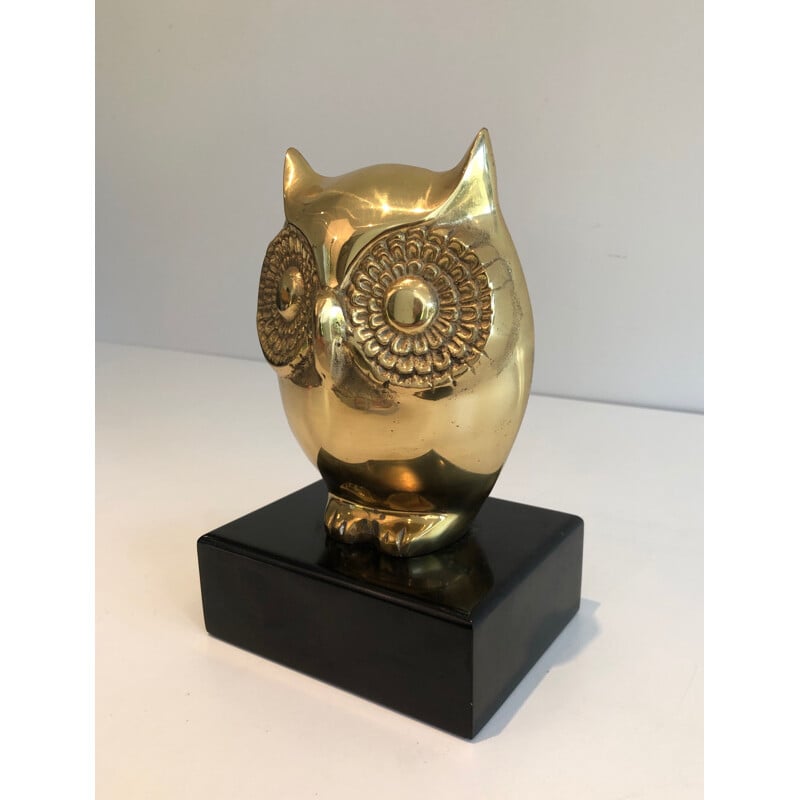 Vintage brass owl, 1970s