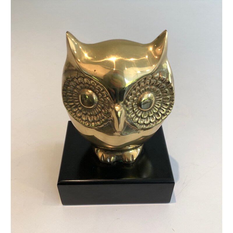 Vintage brass owl, 1970s