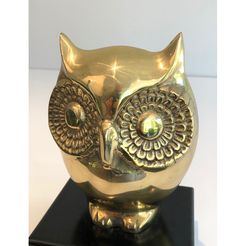 Vintage brass owl, 1970s