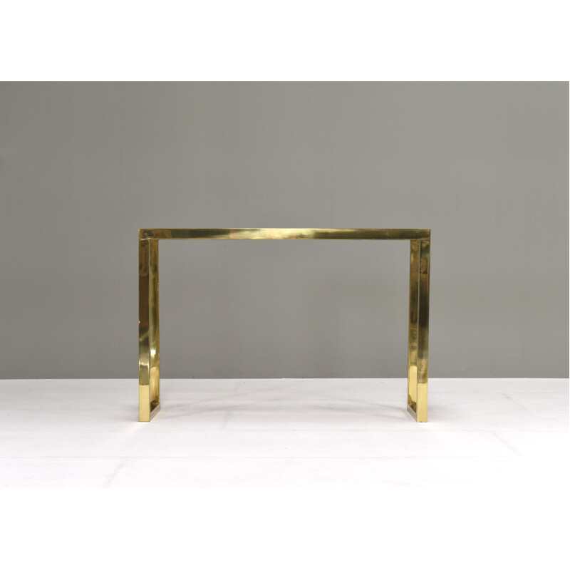 Vintage console table in brass and glass by Nanda Vigo, Italy 1970