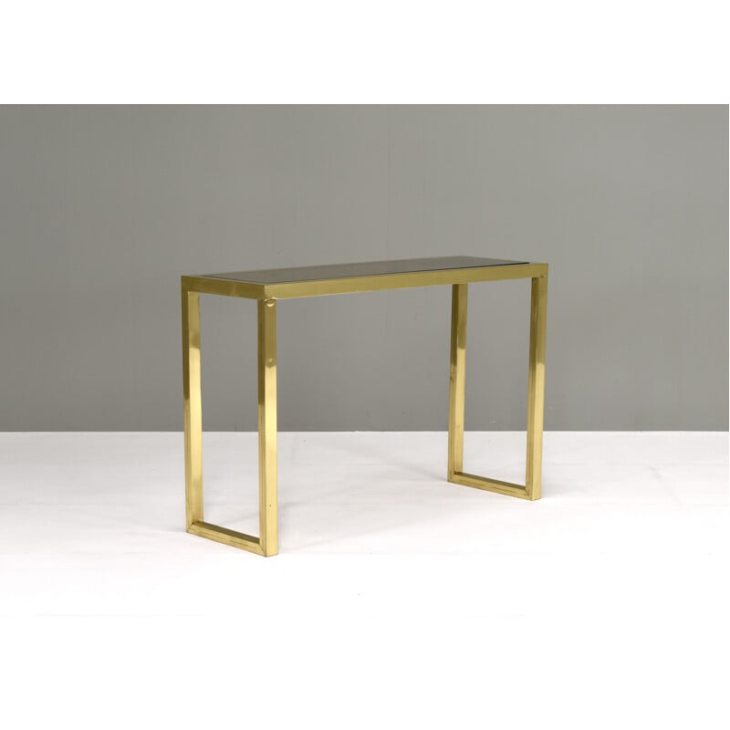 Vintage console table in brass and glass by Nanda Vigo, Italy 1970