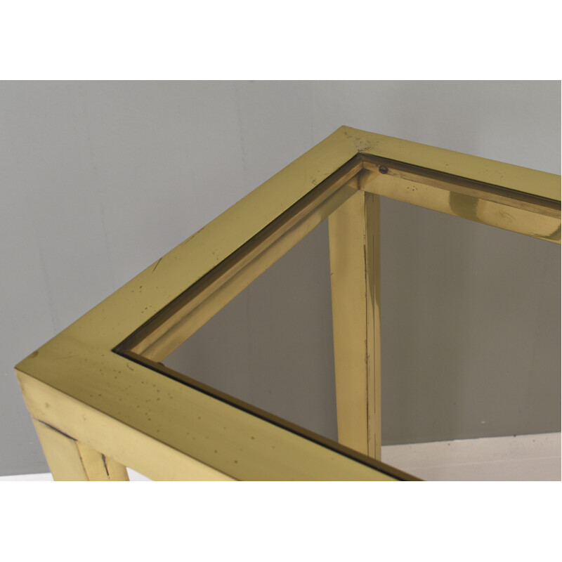 Vintage console table in brass and glass by Nanda Vigo, Italy 1970