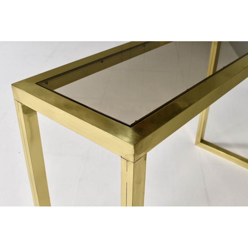 Vintage console table in brass and glass by Nanda Vigo, Italy 1970