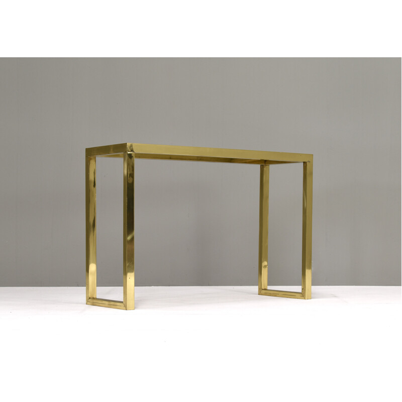 Vintage console table in brass and glass by Nanda Vigo, Italy 1970
