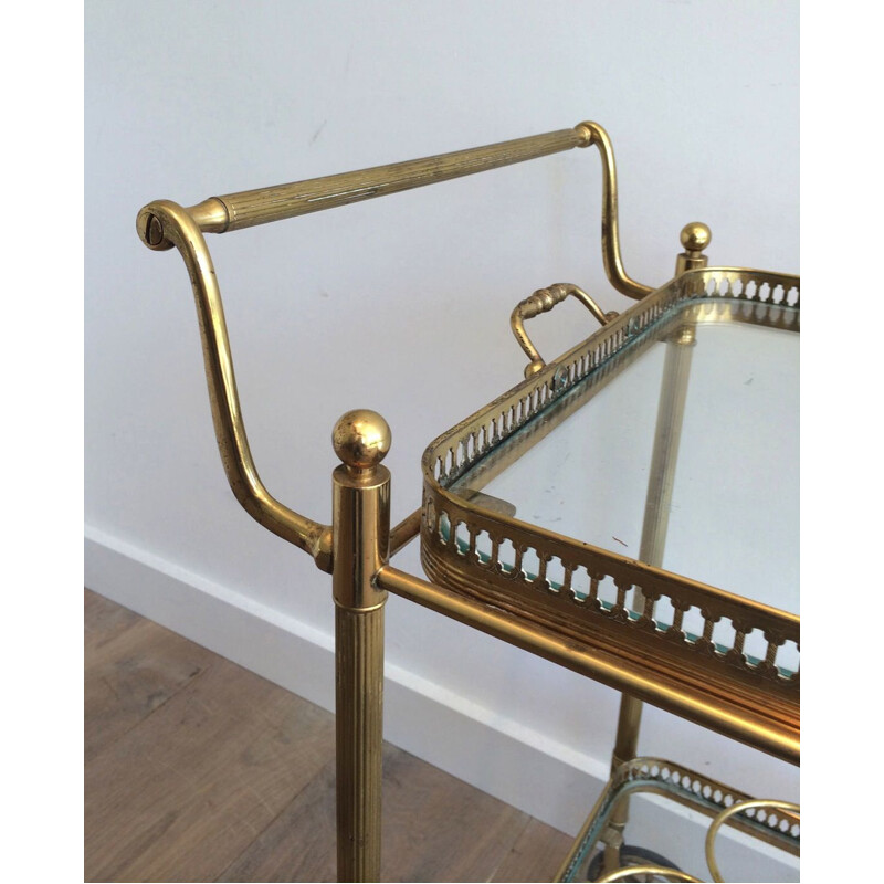 Vintage brass cart with removable trays, France 1940