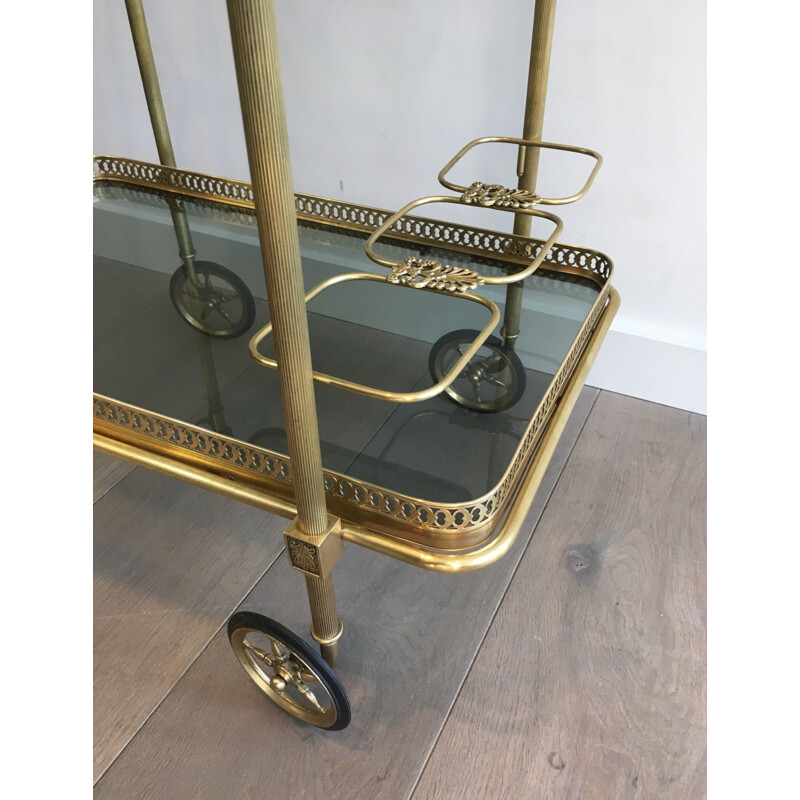 Vintage brass and glass trolley by Maison Jansen, France 1940