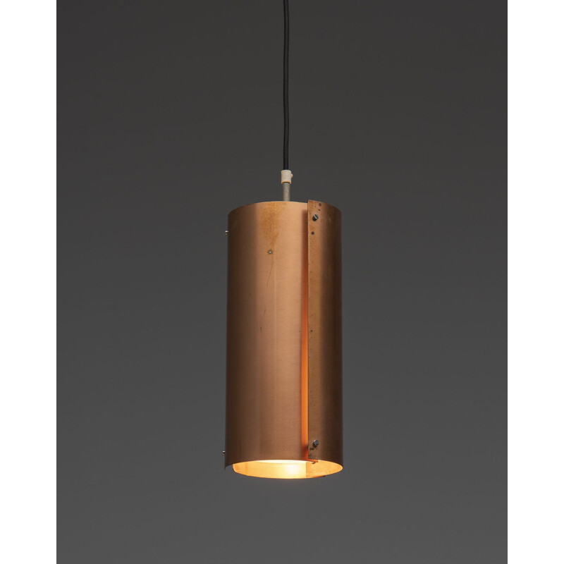 Vintage red copper pendant lamp, Sweden 1960