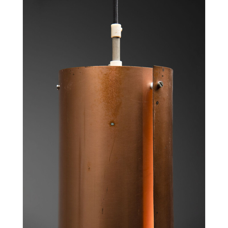 Vintage red copper pendant lamp, Sweden 1960