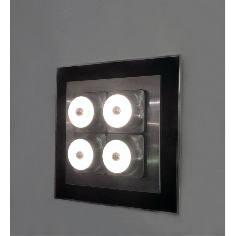 Vintage wall panel with four lights, 1970s